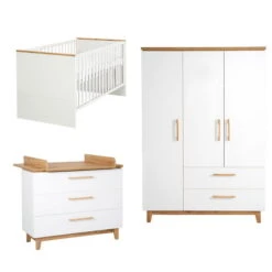 Roba Carina Kinderzimmer 3T Weiß Bett, Wickelkommode, Schrank