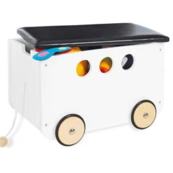 Pinolino Jim Spielzeugkiste Mit Rollen Aus MDF Mit Kunstlederdeckel