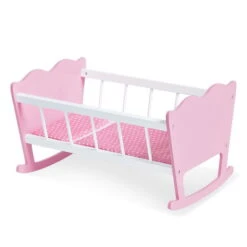 Pinolino Puppenwiege Jasmin Komplett, 4-teilig Rosa Und Weiß Lackiert Zum Toppreis
