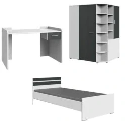 Wimex Joker Jugendzimmer 3-teilig Schreibtisch Verstellbar Weiß / Graphit