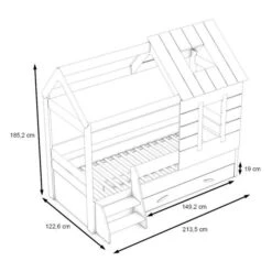 Nature Kid My House Kinderzimmer Natur/grau 6-teilig Mit Hausbett -Babyartikelgeschäft 466064 466074 bergamo hausbett schublade sketch 2