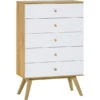 VOX Nature Kommode Schmal Mit Schubladen Weiß / Eiche -Babyartikelgeschäft 5020050