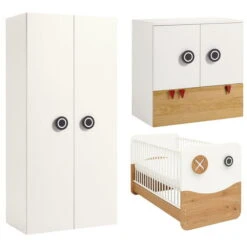 Hülsta Now! Minimo Kinderzimmer 2-türig Schneeweiß/Natureiche Inkl. Wickelaufsatz