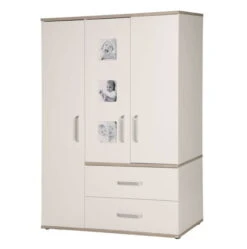 Roba Moritz Kleiderschrank Weiß/Luna Elm 3 Türen, 2 Schubkästen