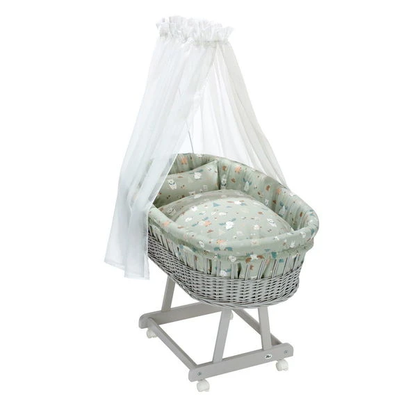 Alvi Birthe Stubenwagen Silbergrau Komplettset Matratze, Himmelstange Und Garnitur Baby Forest 3 Alvi Birthe Stubenwagen Silbergrau Komplettset Matratze, Himmelstange Und Garnitur Baby Forest