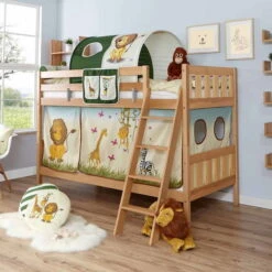 Ticaa Erni Etagenbett Buche Natur A3 Massivholz - Dessin Wählbar