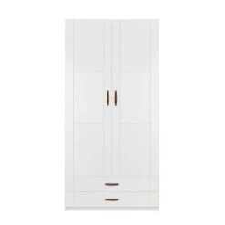 LIFETIME Schrank 100 Cm, 2 Türen, 2 Schubladen Whitewash, Massivholz, Ohne Griffe -Babyartikelgeschäft 96007 10 1