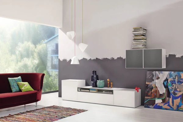 Now! By Hülsta Easy Wohnwand Lack-hellgrau 156x308x45 5-teilig 3 Now! By Hülsta Easy Wohnwand Lack-hellgrau 156x308x45 5-teilig