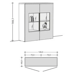 Now! Time By Hülsta Kombination 5 145,8x140,0x40,0 Lack-weiß/Lack-Hochglanz-weiß 5 Now! Time By Hülsta Kombination 5 145,8x140,0x40,0 Lack-weiß/Lack-Hochglanz-weiß -Babyartikelgeschäft 980014 strichzeichnung 1