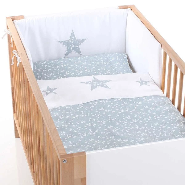 Babybay Kinderbettnestchen Piqué Weiß Applikation Stern Azurblau 4 Babybay Kinderbettnestchen Piqué Weiß Applikation Stern Azurblau – Bild 2
