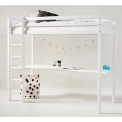 Hoppekids Hochbett ECO Dream 90x200 Cm Mit Gerader Leiter & Tischplatte | Teilbar