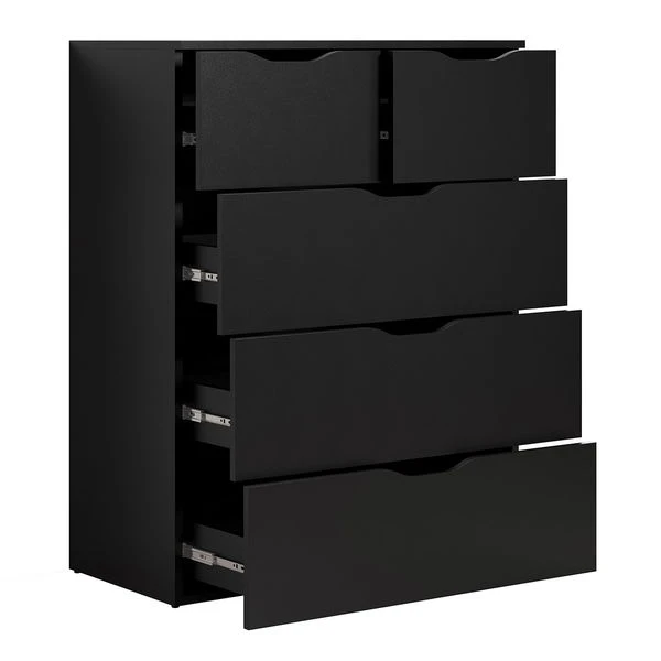 Trendteam Basix Kommode 5 Schubkästen Schwarz 4 Trendteam Basix Kommode 5 Schubkästen Schwarz – Bild 2