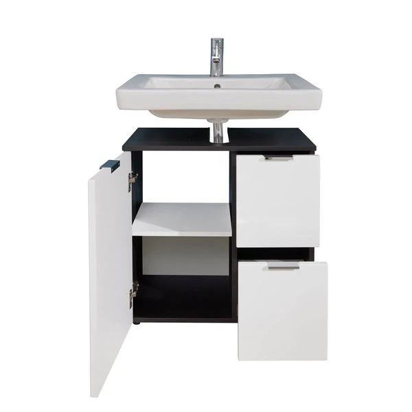 Trendteam Concept One Waschbeckenunterschrank 1-türig | Graphit Grau | Weiß Hochglanz 4 Trendteam Concept One Waschbeckenunterschrank 1-türig | Graphit Grau | Weiß Hochglanz – Bild 2