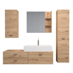 Trendteam Geo Badmöbel Inkl. Waschbecken 5-teilig Artisan Eiche