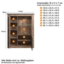 Trendteam Georgia Vitrine Halbhoch Tabak Eiche/Matera -Babyartikelgeschäft georgia wo 1735 035 48 bema t freisteller
