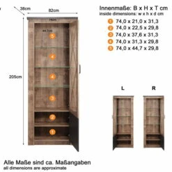 Trendteam Georgia Standvitrine Tabak Eiche/Matera -Babyartikelgeschäft georgia wo 1735 131 48 bema t freisteller