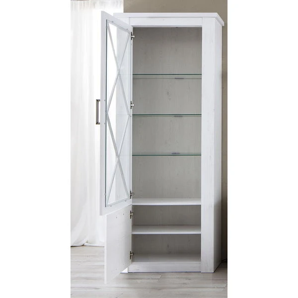 Trendteam Georgia Standvitrine Pinie Weiß 4 Trendteam Georgia Standvitrine Pinie Weiß – Bild 2