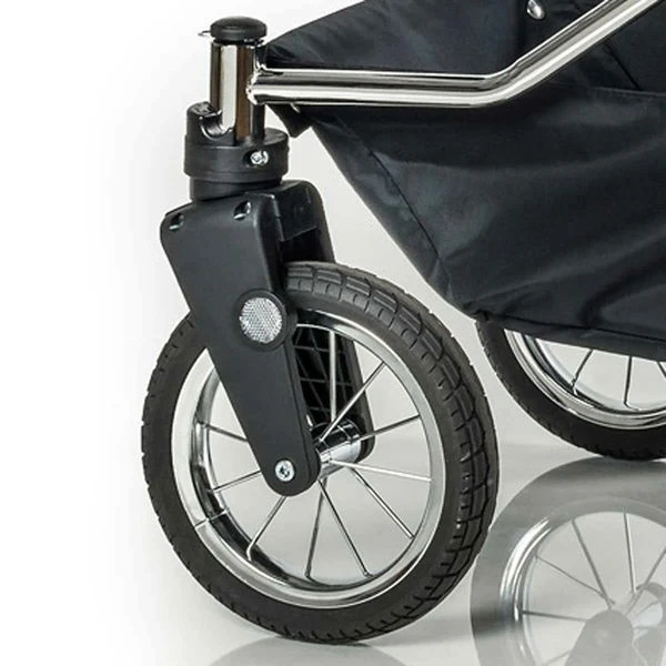 HESBA Condor Coupe Kinderwagen Außen 596 Innen 134 Schwenkbare Vorderrädern Schwarz, Ledergriff Hellbraun 6 HESBA Condor Coupe Kinderwagen Außen 596 Innen 134 Schwenkbare Vorderrädern Schwarz, Ledergriff Hellbraun – Bild 4