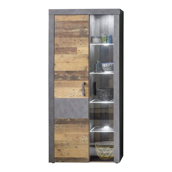 Trendteam Indy Vitrine Old Wood / Graphit Grau 3 Trendteam Indy Vitrine Old Wood / Graphit Grau