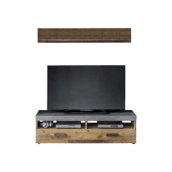 Trendteam Indy Medienmöbel-Set 2-teilig Old Wood / Graphit Grau
