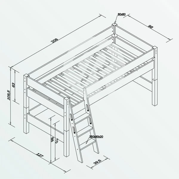Relita KIM Halbhochbett Buche Massiv Weiß Zum Einzelbett Umbaubar - Frachtfrei 4 Relita KIM Halbhochbett Buche Massiv Weiß Zum Einzelbett Umbaubar - Frachtfrei – Bild 2
