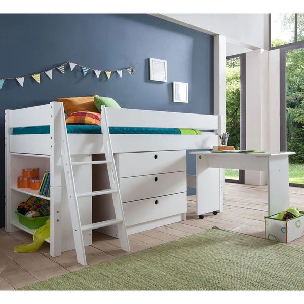 Relita KIM Halbhochbett Buche Massiv Weiß Zum Einzelbett Umbaubar - Frachtfrei 11 Relita KIM Halbhochbett Buche Massiv Weiß Zum Einzelbett Umbaubar - Frachtfrei – Bild 9