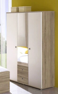 Ticaa Vicky Jugendzimmer 4-teilig Sonoma-Weiß Mit 3-türigem Kleiderschrank 10 Ticaa Vicky Jugendzimmer 4-teilig Sonoma-Weiß Mit 3-türigem Kleiderschrank -Babyartikelgeschäft kleiderschrank normal 1