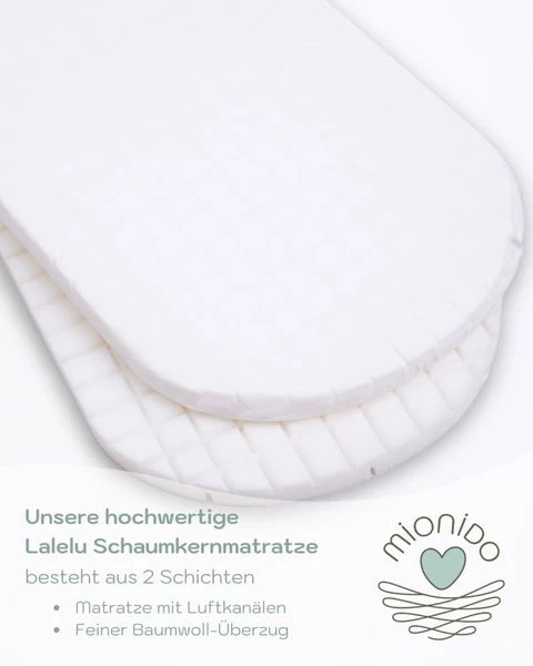 Mionido Stubenwagen Maxi Natur Pyjamabär Grün Mit Garnierung, Matratze Und Matratzenbezug 8 Mionido Stubenwagen Maxi Natur Pyjamabär Grün Mit Garnierung, Matratze Und Matratzenbezug – Bild 6