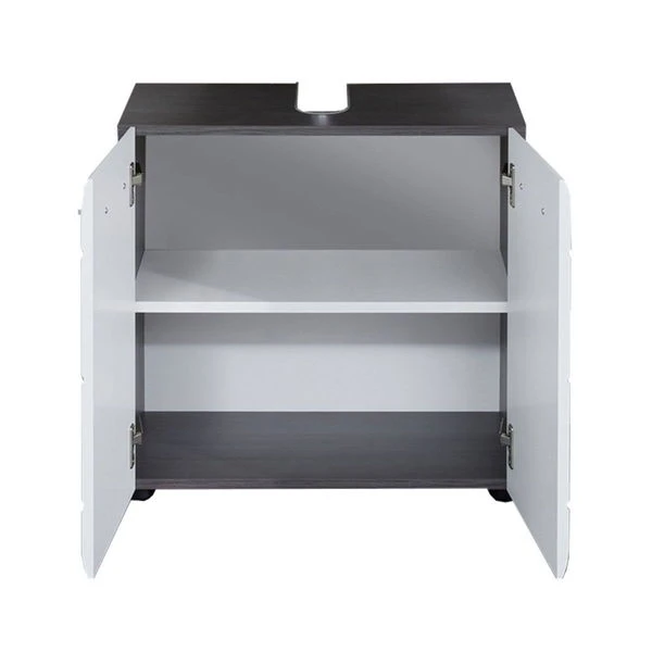 Trendteam Line Waschbeckenunterschrank Weiß Hochglanz / Sardegna Rauchsilber 4 Trendteam Line Waschbeckenunterschrank Weiß Hochglanz / Sardegna Rauchsilber – Bild 2