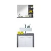Trendteam Miami Badmöbel-Set 2-teilig Mit Spiegel | Weiß / Rauchsilber -Babyartikelgeschäft miami bd 1259 924 03 frontal mit deko mit becken freisteller