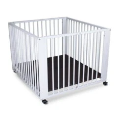 TiSsi Moritz Laufgitter Aus Massiv Buche Weiß Platzsparend Faltbar Mit Rollen