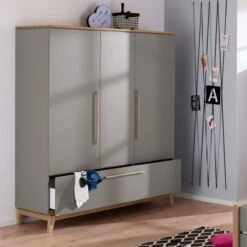 Paidi Sten Jugendzimmer Schiefergrau/Eiche Massiv Mit Schrank 3T 1S - Zum Aktionspreis -Babyartikelgeschäft paidi sten schrank 3t 3