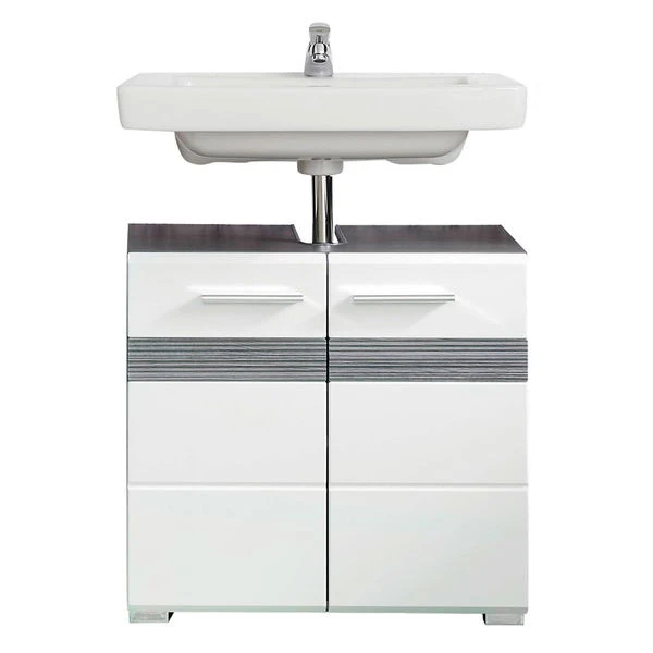 Trendteam Set-One Bad Waschbeckenunterschrank Weiß / Rauchsilber