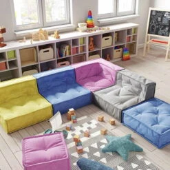 Nature Kid Bodenkissen Modul In Grau Mit Anti-rutsch Unterboden 7 Nature Kid Bodenkissen Modul In Grau Mit Anti-rutsch Unterboden -Babyartikelgeschäft sofa bunt 2 5