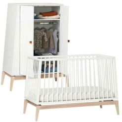Leander Luna Kinderzimmer Sparset Weiß/eiche Babybett Und Kleiderschrank Konfigurierbar