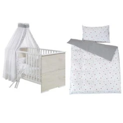 Schardt Sternchen Rot Bettset 4- Teilig Mit Bettwäsche, Himmel Und Nestchen