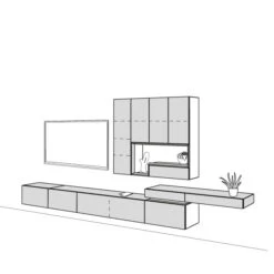 Hülsta Tetrim Wohnwand 4 - Lack-Ausführung Lowboard & Hängeelement -Babyartikelgeschäft tetrim 4 strich sp