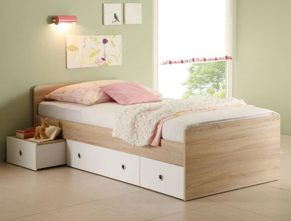 Ticaa Vicky Jugendzimmer 4-teilig Sonoma-Weiß Mit 3-türigem Kleiderschrank 4 Ticaa Vicky Jugendzimmer 4-teilig Sonoma-Weiß Mit 3-türigem Kleiderschrank – Bild 2