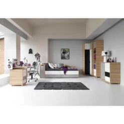 VOX Evolve Jugendzimmer Eckkleiderschrank Oak/white/black/grey